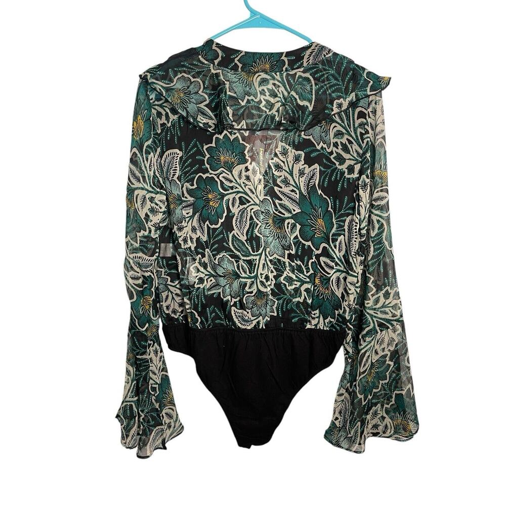 B.O.G. Band of the Free Women's Large Bonnie Floral Bodysuit Black Emerald NWT - Picture 2 of 9